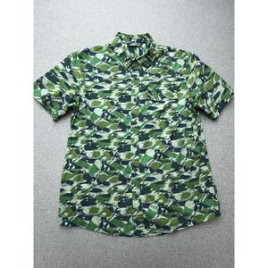 Stio Shirt Mens Large Green Camouflage Short Sleeve Button Front Casual Hiking
